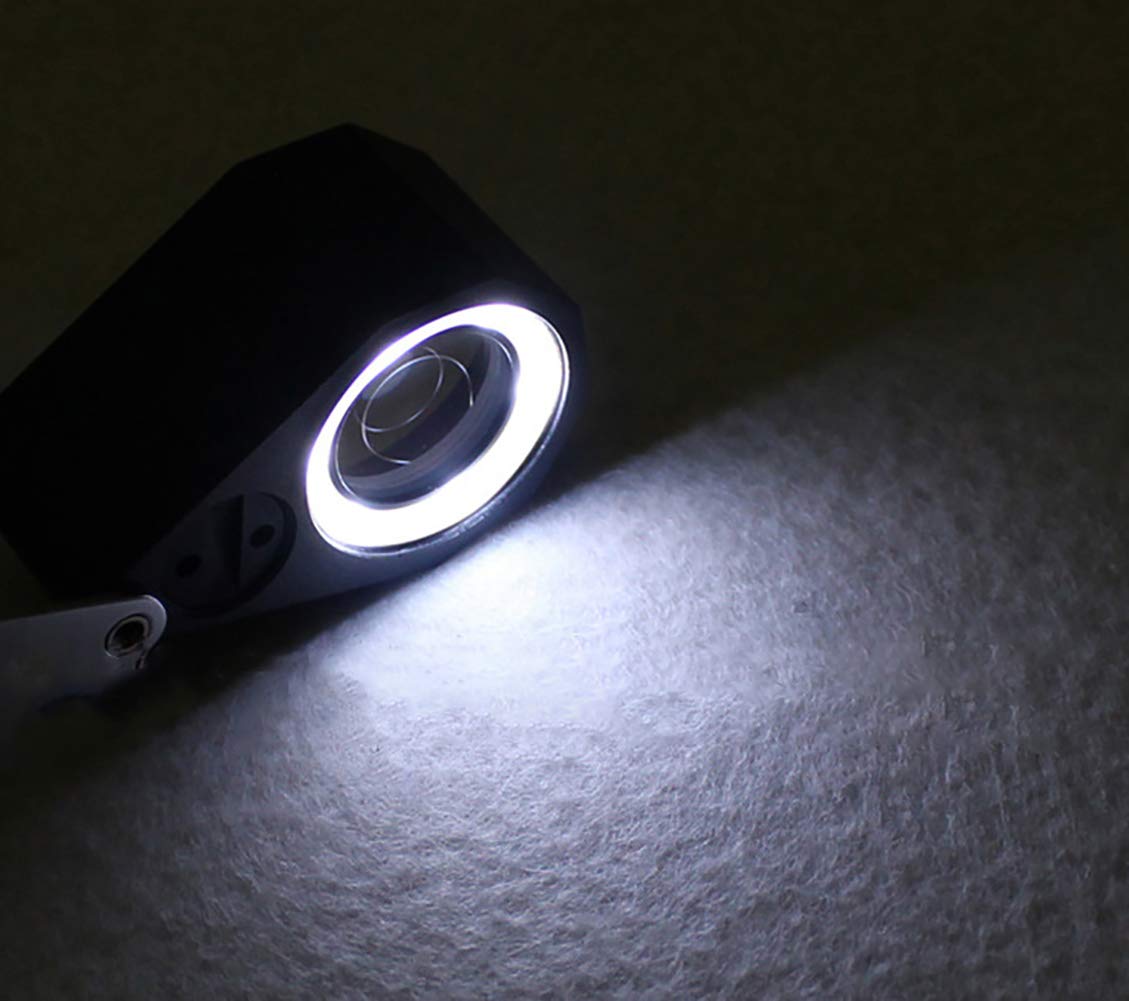 6 LED-Leuchten 30-Fach beleuchtete Juwelierlupe, Faltbare Schmucklupe, helles LED-Licht für Edelsteine, Schmuck, Münzen, Briefmarken