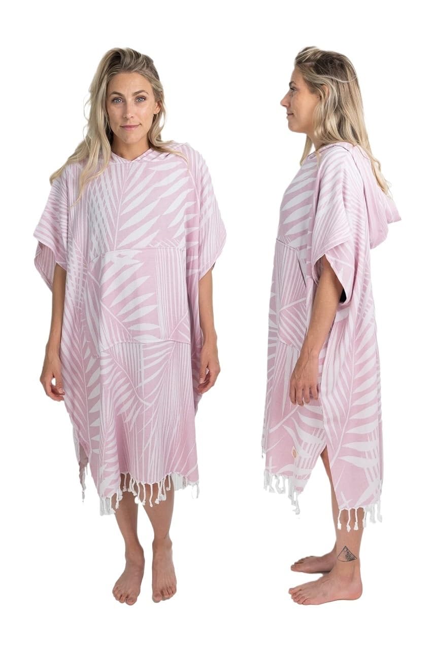 Generico Asciugamano, Poncho da bagno Poncho da surf – Asciugamano grande for il cambio (33 X 37) con cappuccio in cotone for adulti for, spiaggia, piscina(Pink)