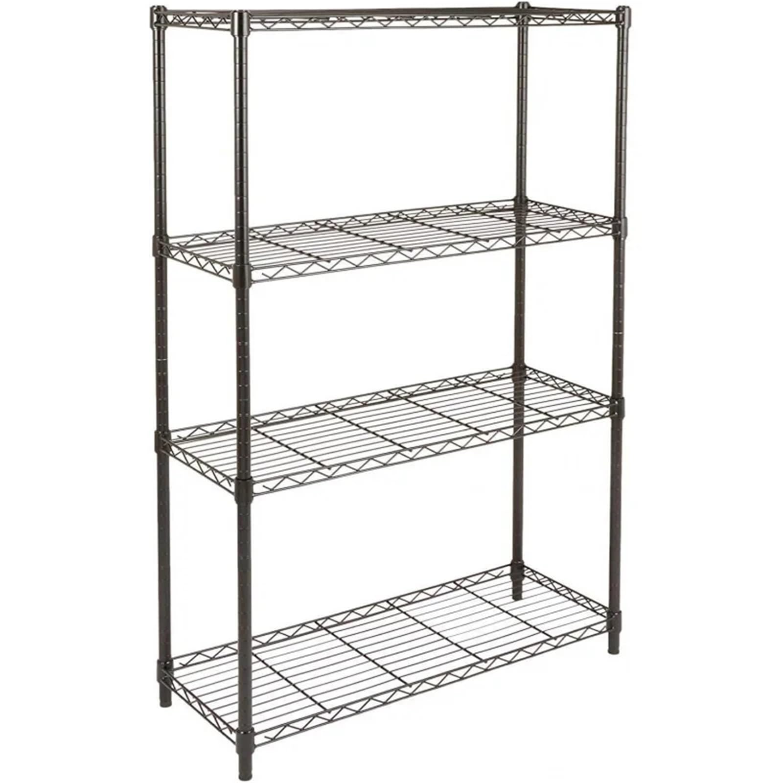 Scaffali in Metallo per Garage Scaffale portaoggetti Regolabile a 4 Ripiani in Filo di Acciaio Resistente for Garage, 36" L x 14" L x 54" A, Nero(Black)