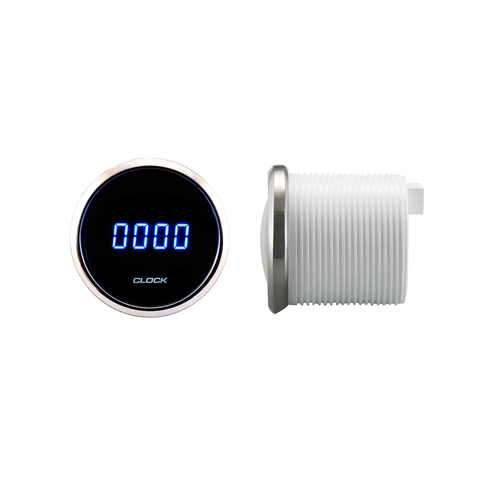 PA Indicador de reloj digital automático azul luz trasera 24 horas para el salpicadero interior del coche 52mm 2 1/16 "(12 voltios DC)