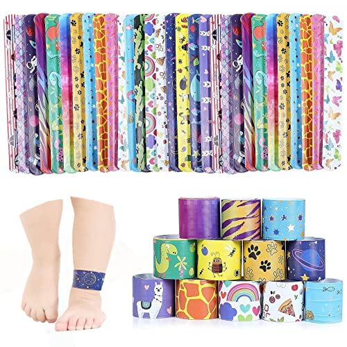 Giloty 30PCS Pulsera Bofetada, Plástico Bandas de Bofetadas para Niños, Pulsera Slap Pulseras de Palmada para Niños, Slap Bracelets para Fiesta Cumpleaños de Infantil Rellenos de Bolsa de Fiesta