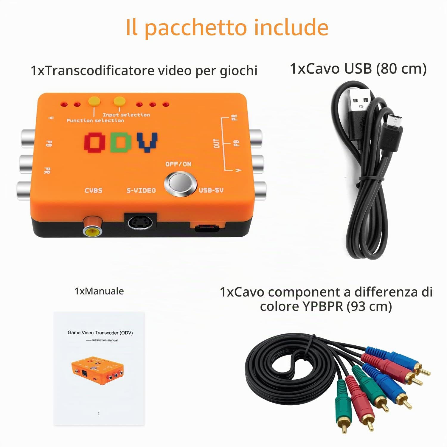 Mcbazel ODV-II Component/CVBS/S-Video a YPbPr Component Converter con cavo AV componente/indicatori LED per Retro Gaming Console
