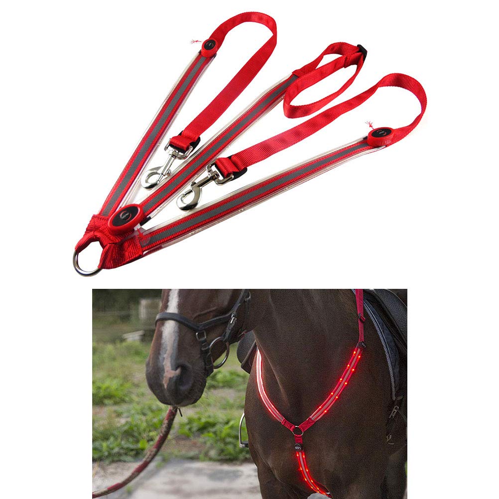 Arnés de caballo LED con placa de pecho para caballo, con correa de pecho para equipo de seguridad ajustable