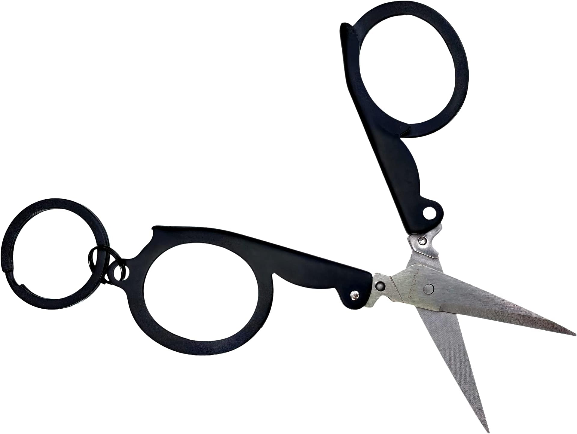 MunkeesFolding Scissors Keychain, travel scissors, stainless steel, black, 2512, Silver