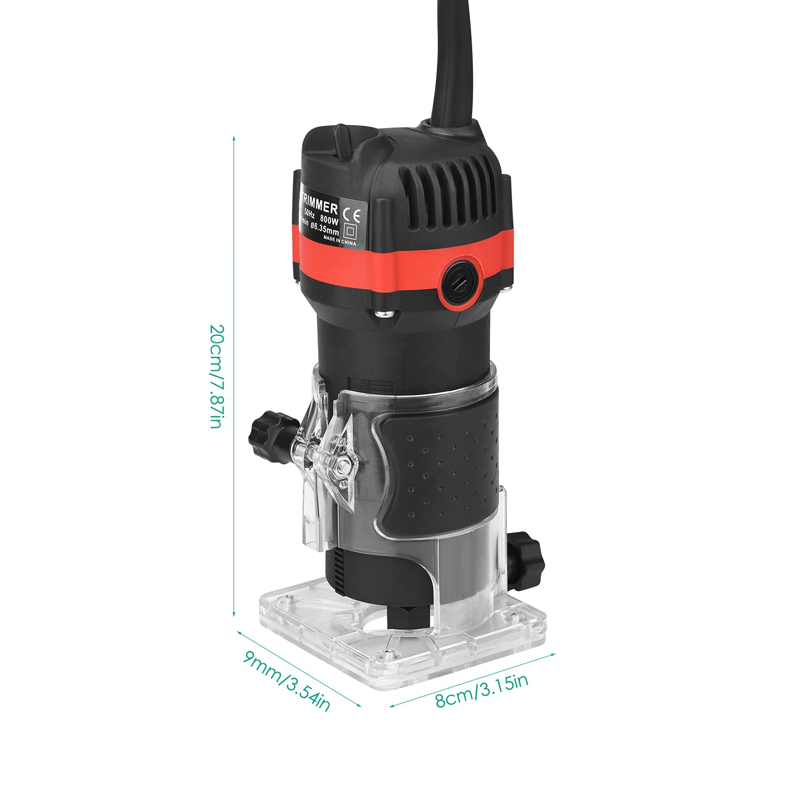 Strumento Compatto da 800W per la Lavorazione del Legno Router Portatile per la Lavorazione del Legno Router elettrico per Legno Trimmer con 15 Pezzi di Fresa Fai da te