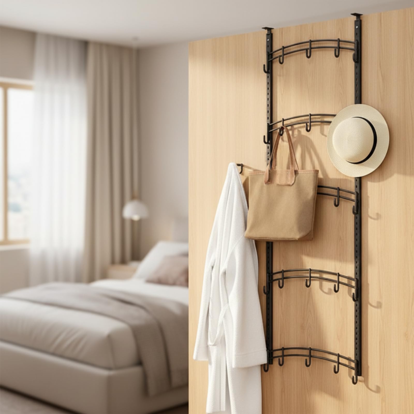 Rangement Suspendu Porte Rails à Crochs peu Encombrant Organiteur Porte à Crochs Polyvalent pr Appartement, Chambre D'étudiant,