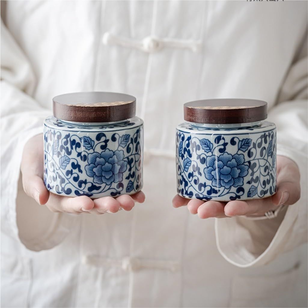 Ceramiczny pojemnik na herbatę, ceramiczny słoik do przechowywania herbaty, kuchenny słoik z zamknięciem, słoik na przekąski, słoik na słodycze, chiński zestaw do herbaty w stylu retro, podwójny sło