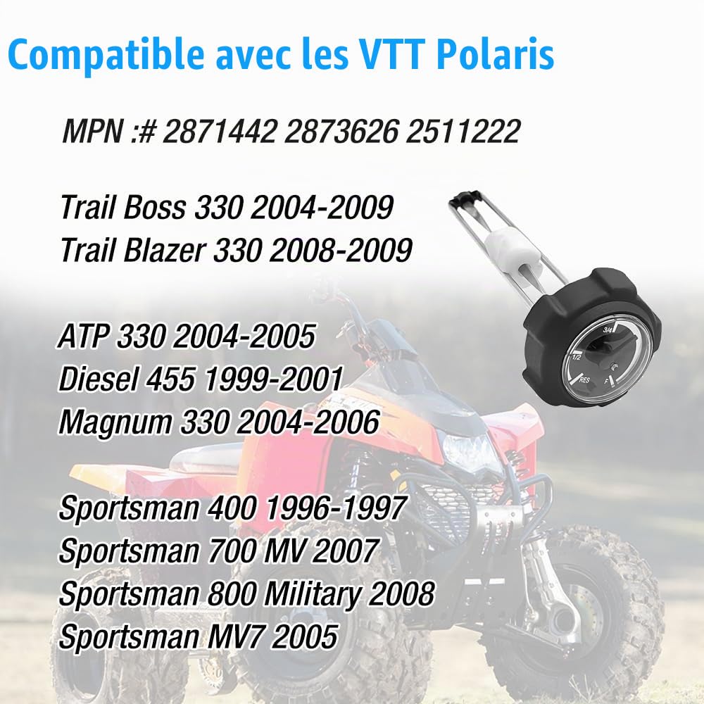 Bouchon réservoir avec jauge pour Polaris 2871442 2873626 2511222 | pour Polaris Trail Boss Trail Blazer Magnum ATP 330 Sportsman 400