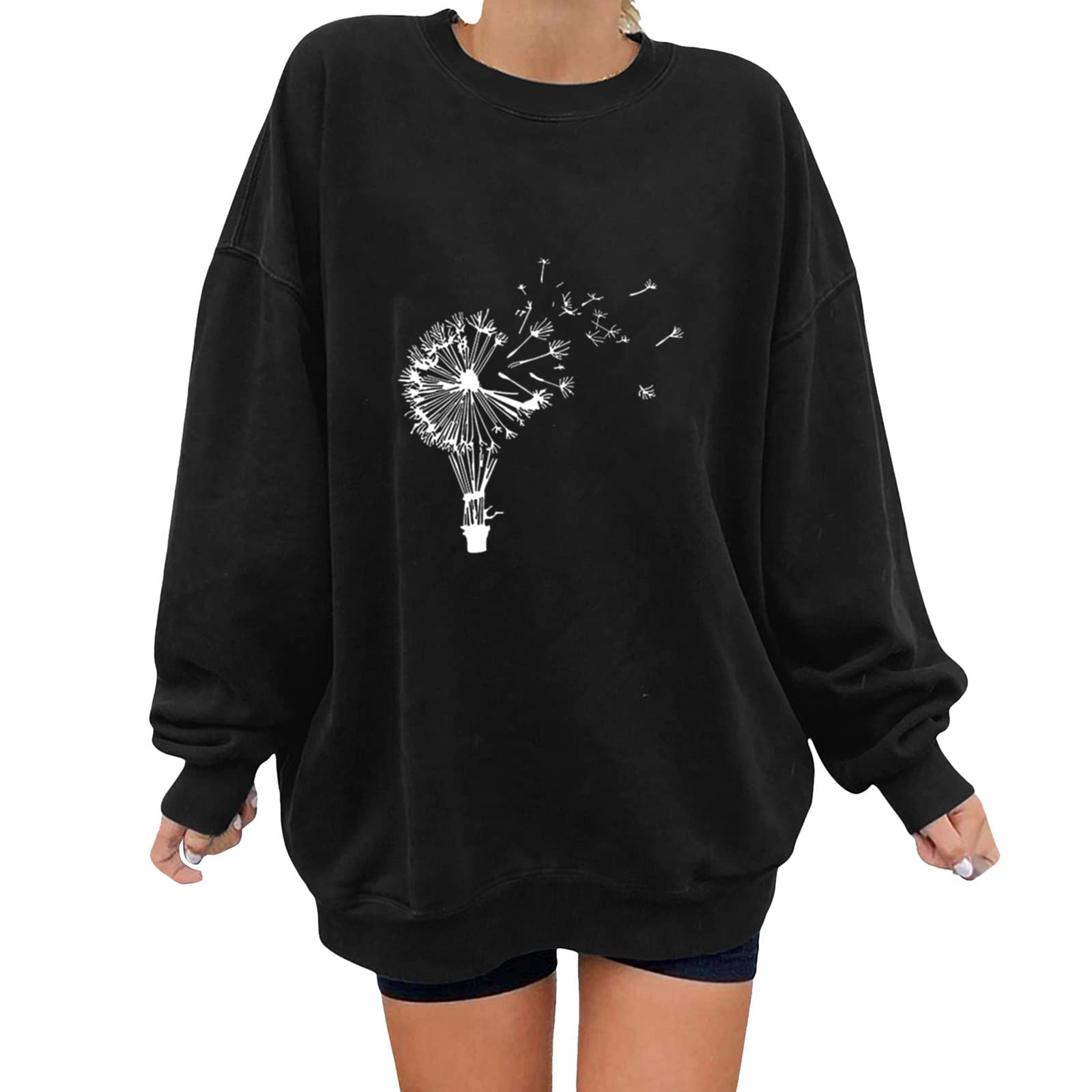 smoxxesWomens Sweatshirt Loose Round Neck Casual Long Sleeve Pullover Sweatshirt Sweatshirts Women