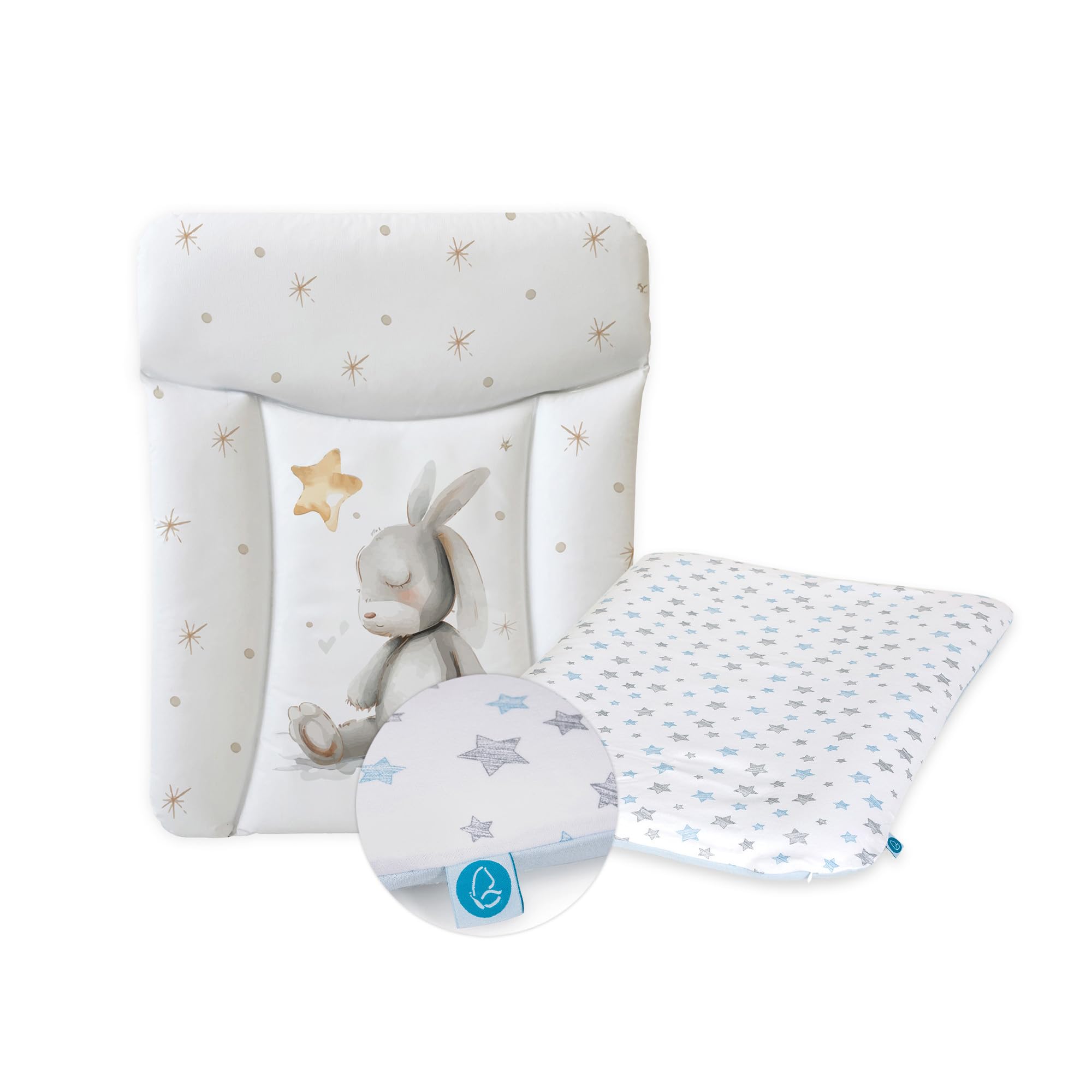Ceba Baby® Wickelauflage 50x70 cm – Weiche Baby Wickelunterlage mit abnehmbarem Baumwollbezug – Wasserdicht, abwaschbar – Für Jungen und Mädchen – OEKO-TEX® Standard 100 – Made in EU