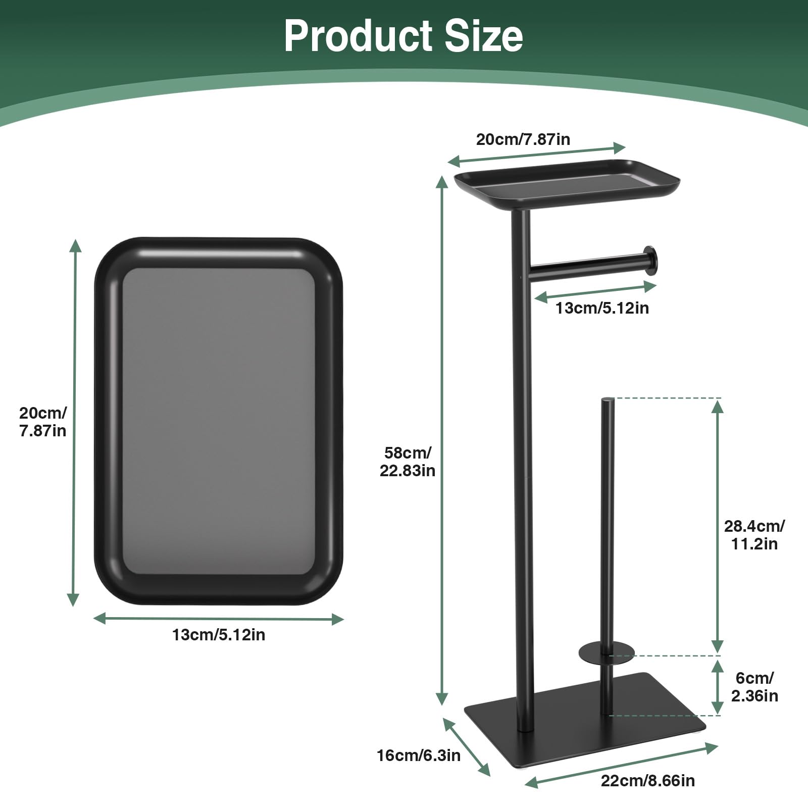Soporte de papel higiénico con estante de almacenamiento superior, dispensador de rollos de papel higiénico para baño, capacidad para 4 rollos de reserva 6
