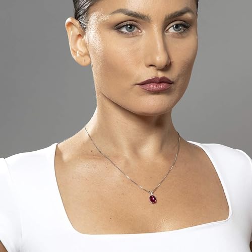 Miniatura 2 de Peora - Dije de oro de 14 quilates para mujer con diamante, elegante solitario ovalado de 10 x 8 mm piedras preciosas auténticas y creadas, oro