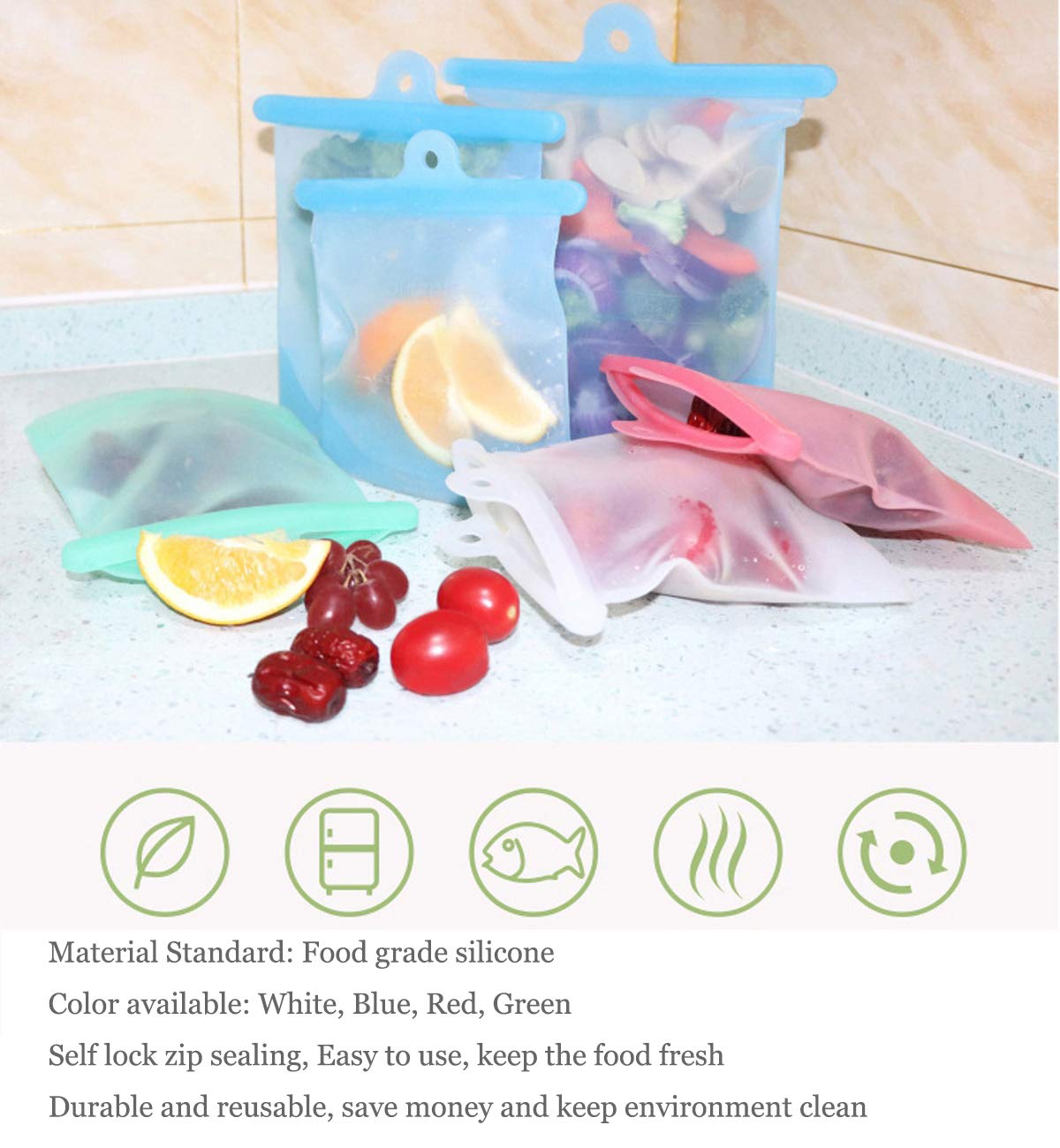 Lot De 8 Liens Alimentaires En Silicone Réutilisables – 20,5cm, Couleurs Assorties, Pour Ficeler Viandes, Légumes, Sacs