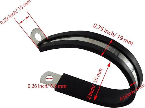 Miniatura 3 de 15 abrazaderas de cable tipo R de 2 pulgadas (1.969 in), abrazadera de tubo de acero inoxidable 304  Abrazadera de tubo duradera para tubo, líneas