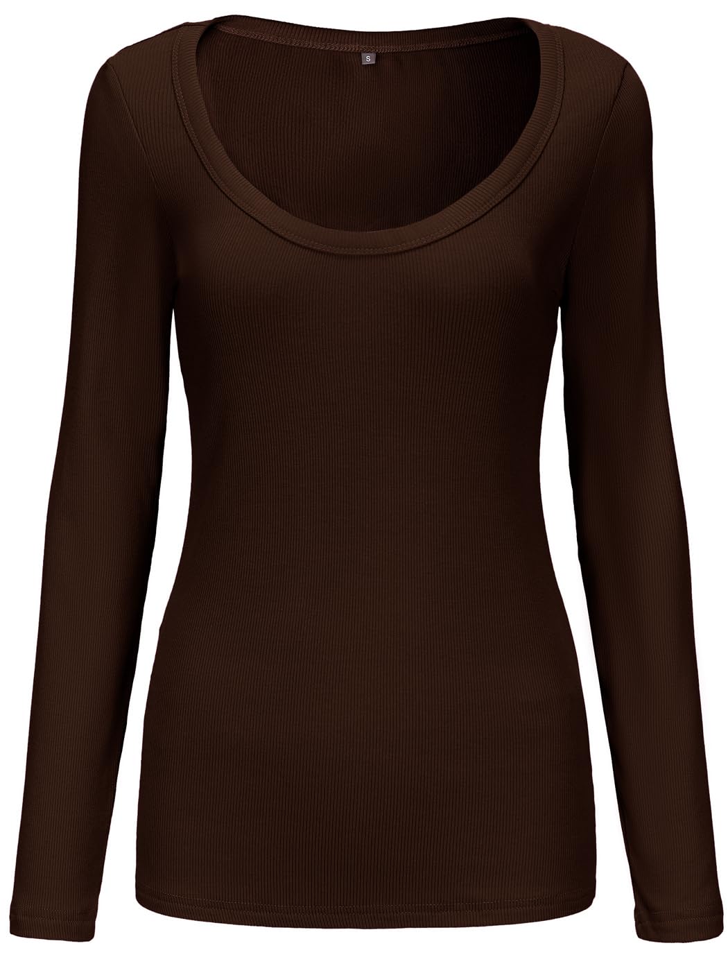 TrendiMax Camiseta de manga larga para mujer, sexy, manga larga, monocolor, básica, para otoño, informal, para otoño