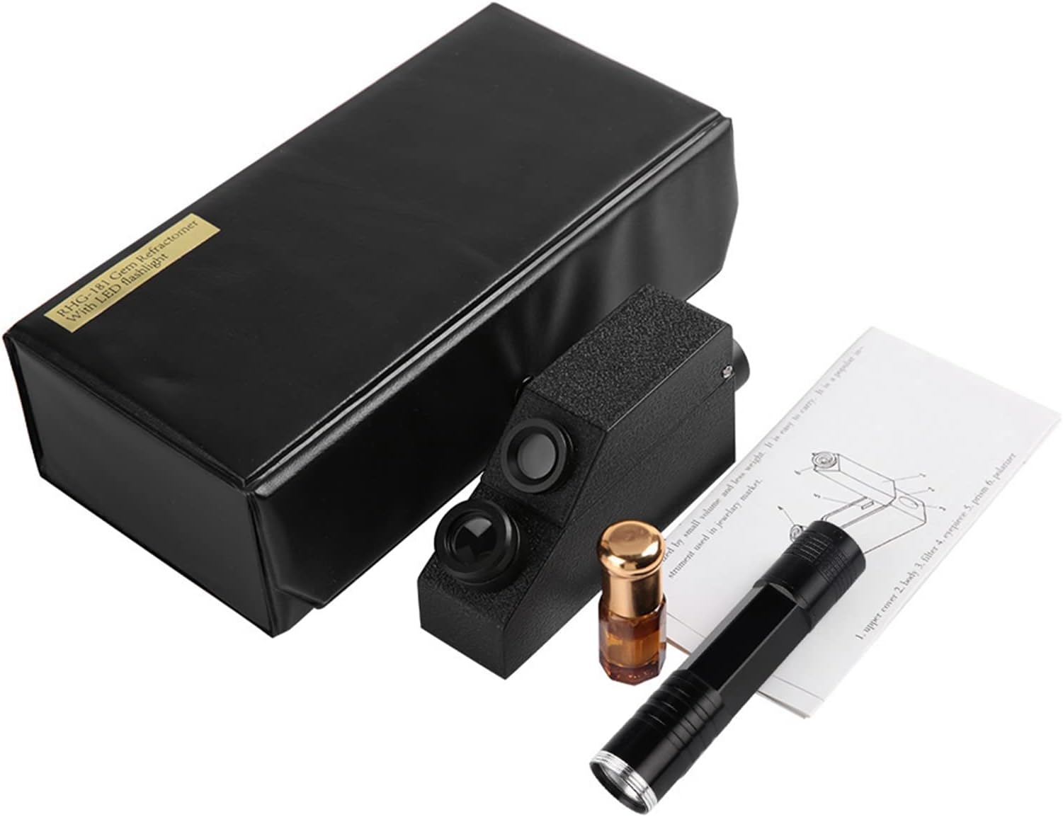 Jewelry Refractometer, Portable Lightweight 1.30-1.81 Professional Gemstone ldentification Gem Refractometer for Measuring The Refractive Index Jewelry Test Tool