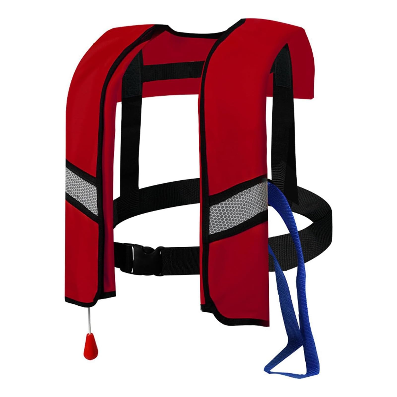 Rettungsweste für Erwachsene, automatisch, aufblasbar, mit verstellbarer Schnalle, mit reflektierenden Streifen und Pfeife, Schwimmwesten, Wassersport, kein CO2-Gas (rot)