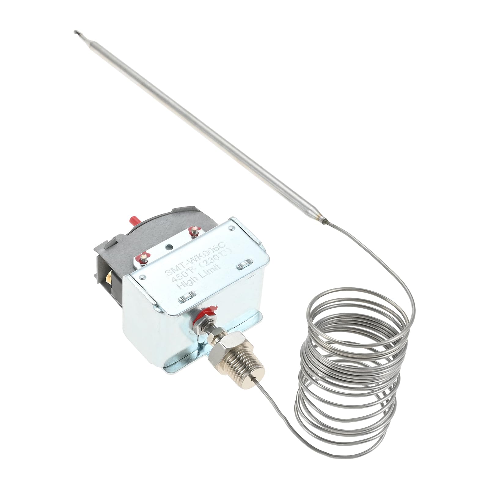 1 juego PP10084 termostato de seguridad de alta temperatura compatible con freidoras Pitco, rosca de 1/4" MPT, caja de almacenamiento, 232 °C (450 °F), compatible con freidoras PITCO