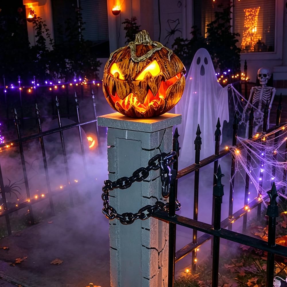 Halloween Horror Kürbis Kopf Animatronic mit Beleuchtung&Soundeffekt