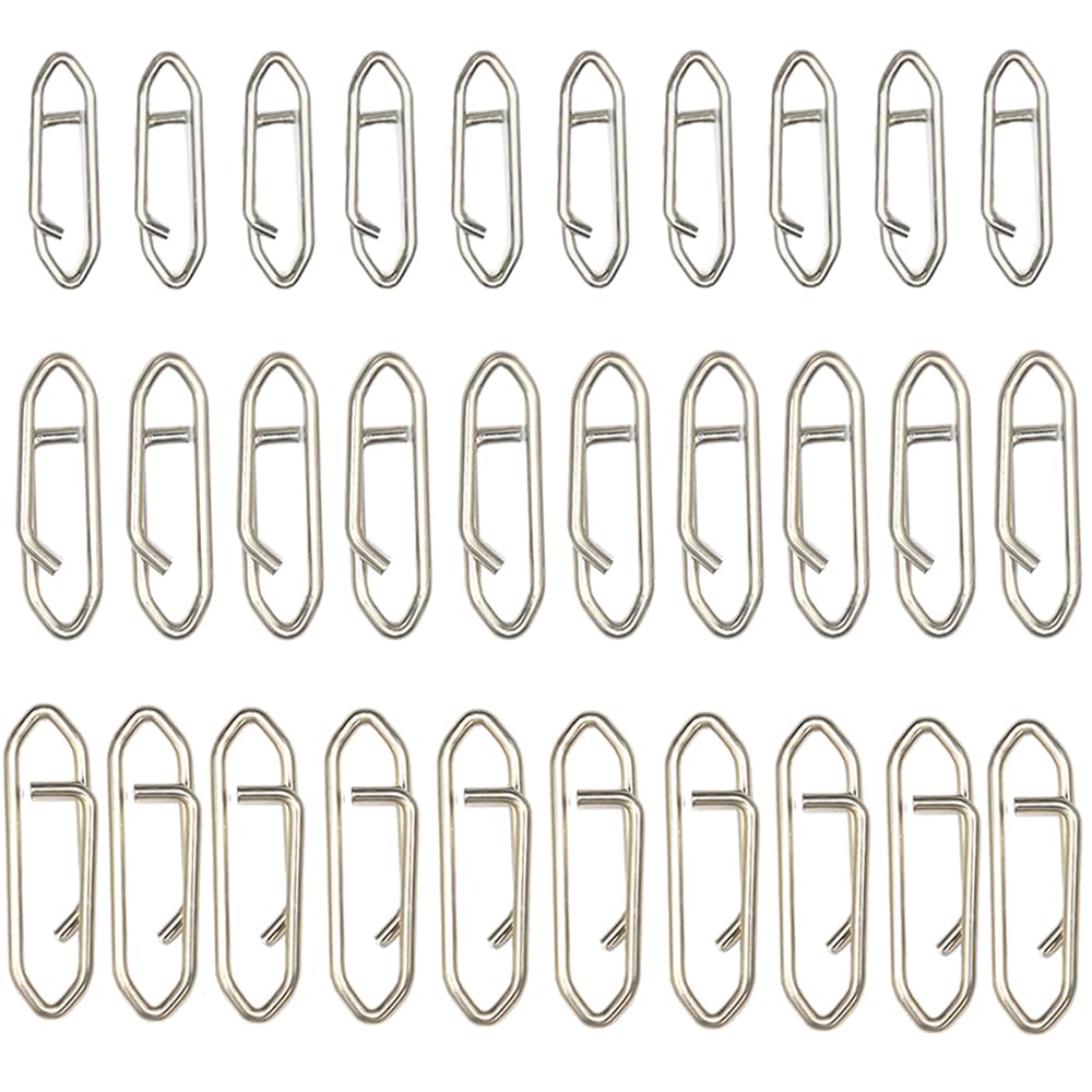 FFOFGFEM60 PCS Power Fishing Clips Stainless Steel Fishing Snap Multi-Size Fishing Safety Snaps Clip Line Terminal Tackle Accessory for Lures Freshwater Saltwater Fishing Outdoor