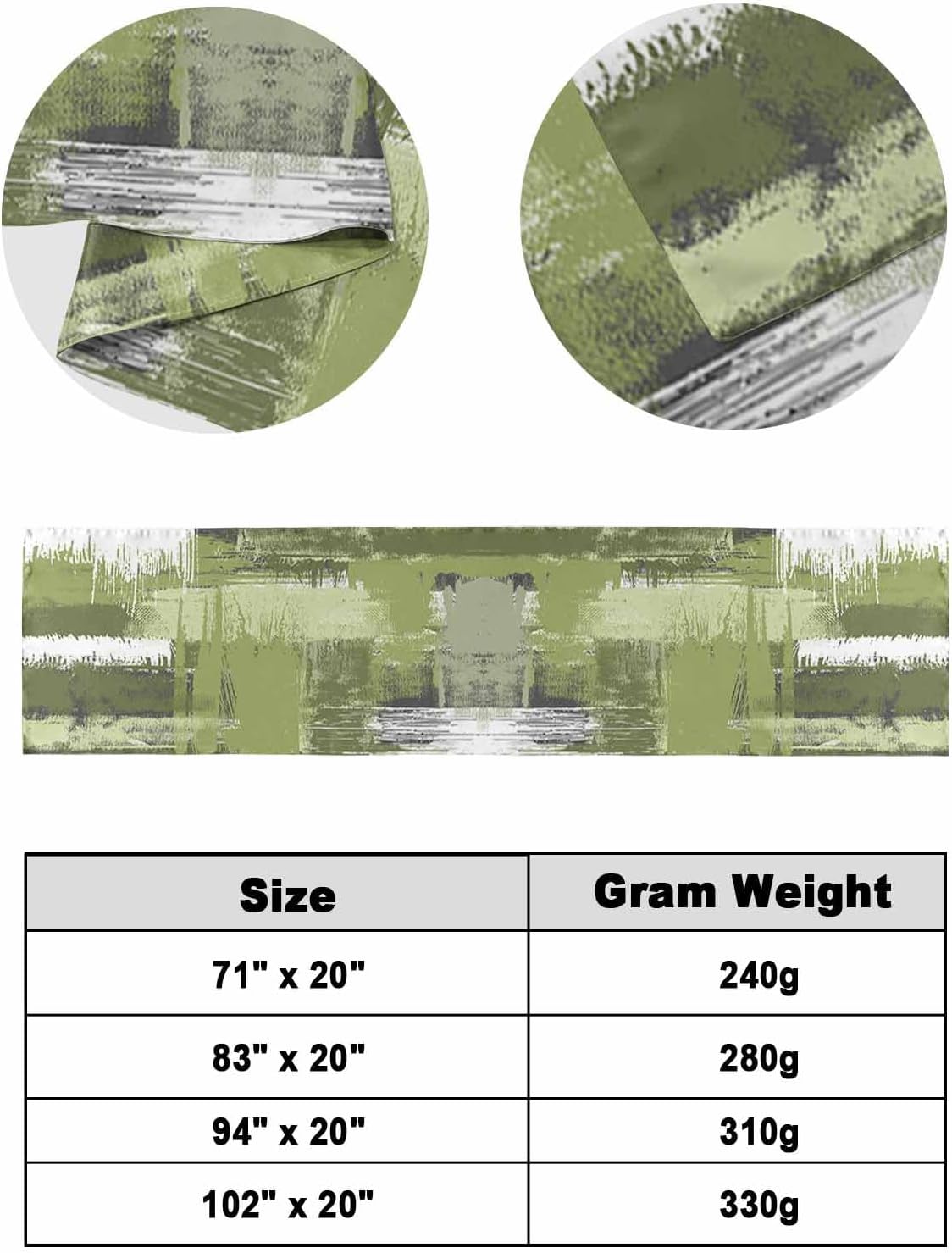 Sage Green Bed Runner for King Size Bed, Bedspread Protector Slipcover Bed Scarf for Foot Bed Runners & Scarves for Bedroom Hotel Wedding Room 102x20 Inches Gradient White Farmhouse Country Smear Art