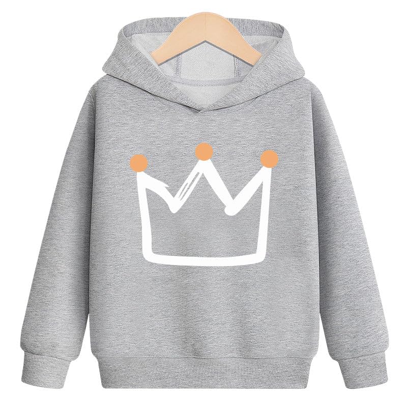 Plus Velvet Crown Hoodie Red Sweatshirt - Grey - 4 Years