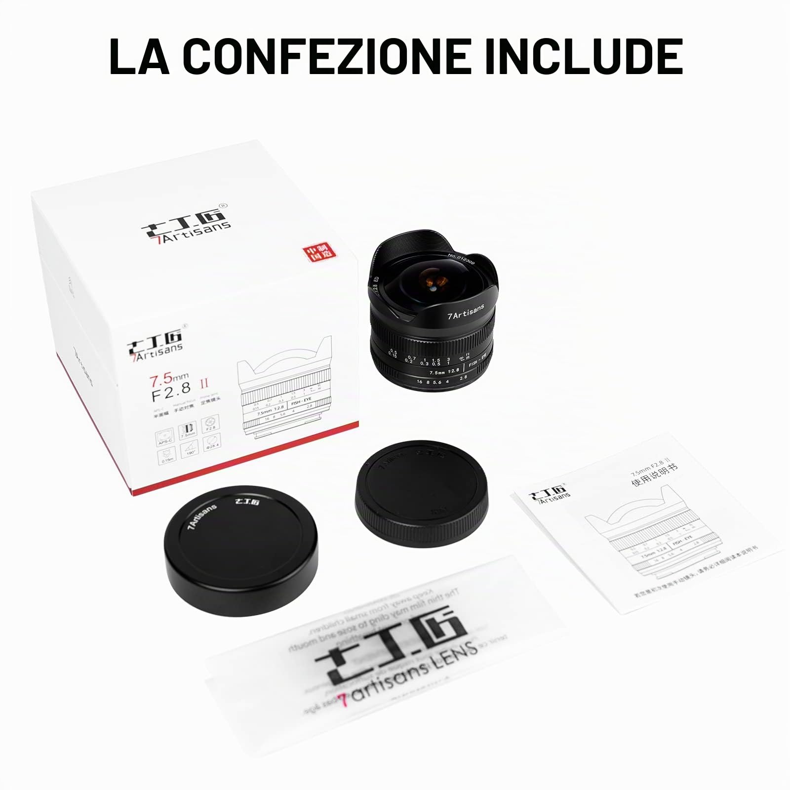 7artisans 7,5 mm f2.8 Mark II APS-C Fisheye obiettivo fisso manuale grandangolare per Sony E Mirrorless fotocamera A6300 A6400 A6500 NEX-3 NEX-3N NEX-5T NEX-5R NEX-6 NEX-7