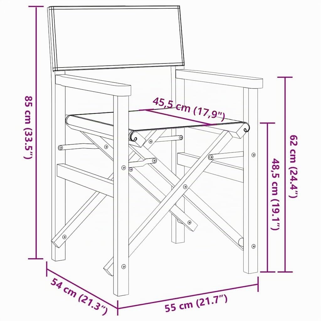 Chaises de metteur en scène pliantes lot de 2 Bois teck massif