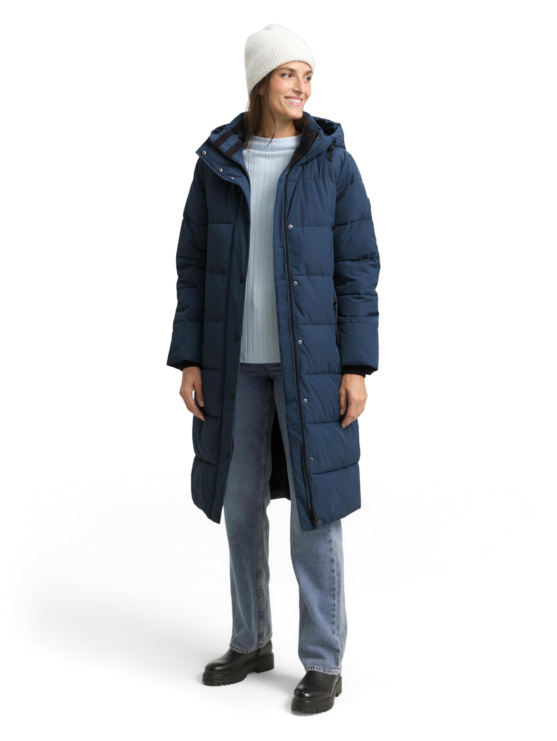 TOM TAILOR Damen 1047532 Puffer-Mantel mit abnehmbarer Kapuze