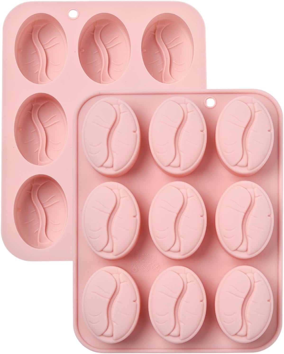Airssory 2 Pcs Silicone Coffee Bean Chocolate Sugar Candy Ice Cube Molds Cake Cupcake Decoration