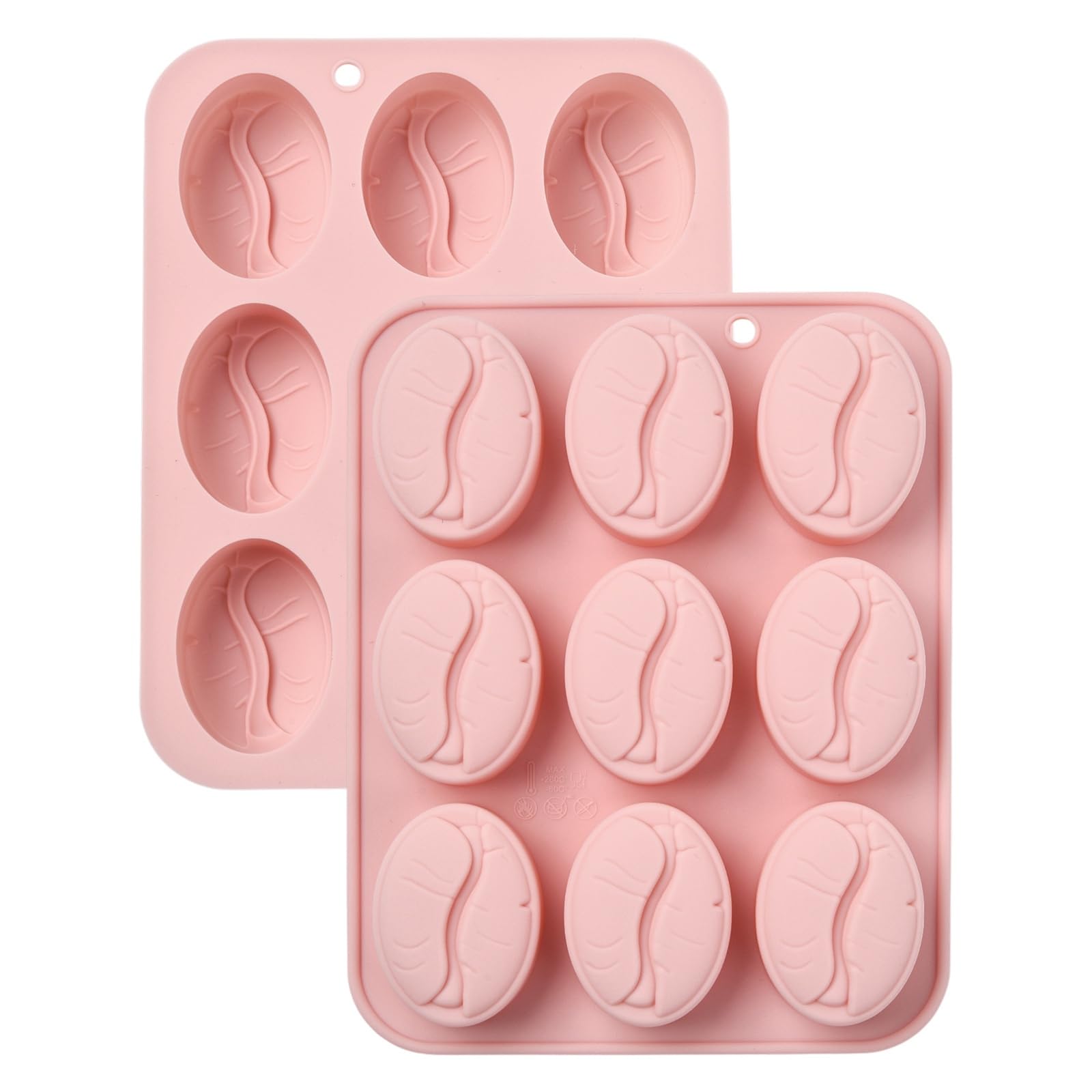 KitBeads 2Pcs Coffee Bean Silicone Molds 3D Coffee Theme Plant Fondant Molds for Baking Chocolate Cupcake Topper Soap Candle Home Decor