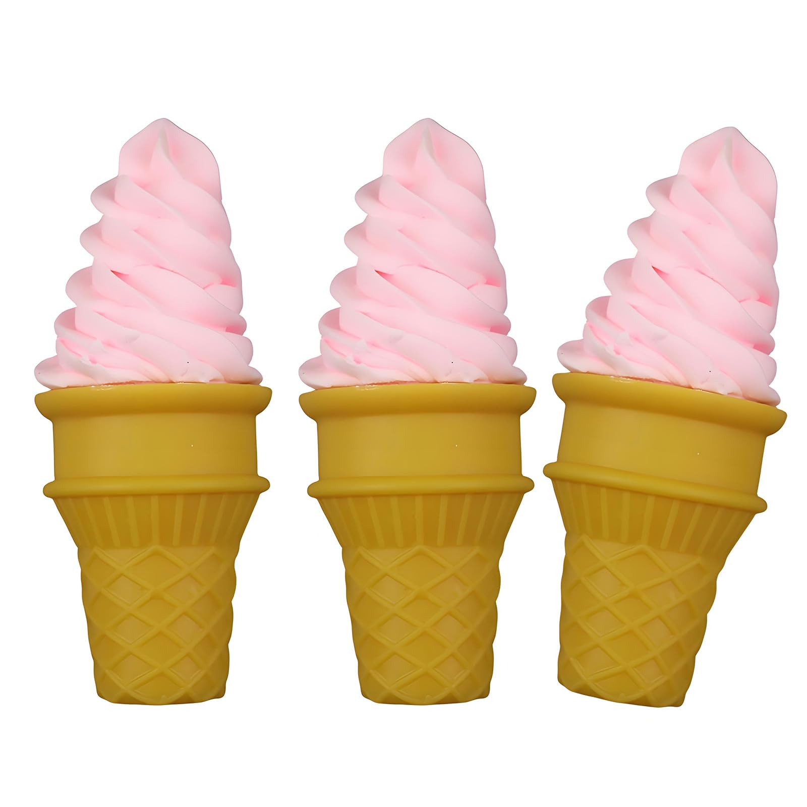 Mekalero 3Pcs Artificial Ice Cream Cone Realistic Simulation Dessert Models for Wedding Party Decorations and Photography Tool Toy Food for Party