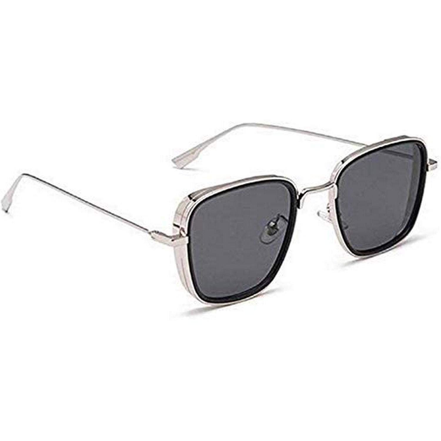 DervinMen Square Sunglasses Black Frame, Black Lens (Medium) - 1 Piece