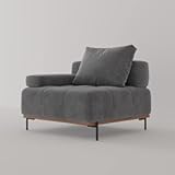 Convertible Modular Sectional Sofa, Mid-Century Modern Minimalist Free Combination U/L Shaped Reversible Couch for Living Room, Single Chair, Grey
