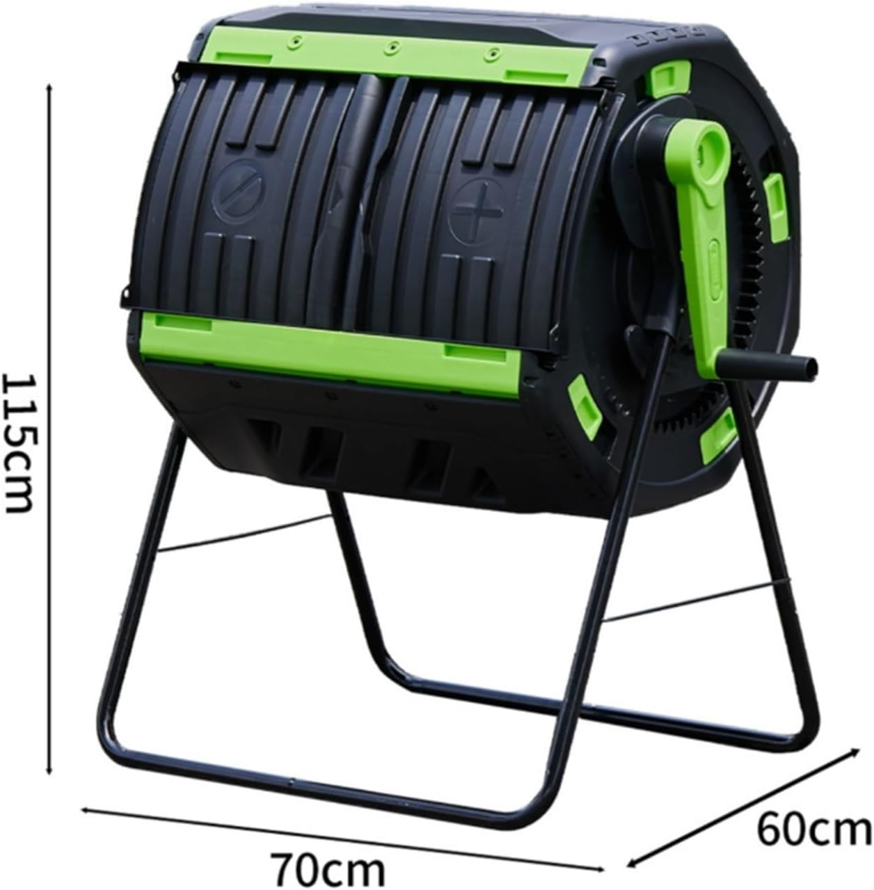 Garden Compost Bin, Outdoor Tumbling Composter, Integrated Sliding Double-Door Lid, Vent Design, Dual Chamber Waste Recycling Machine for Garden, Kitchen, Yard