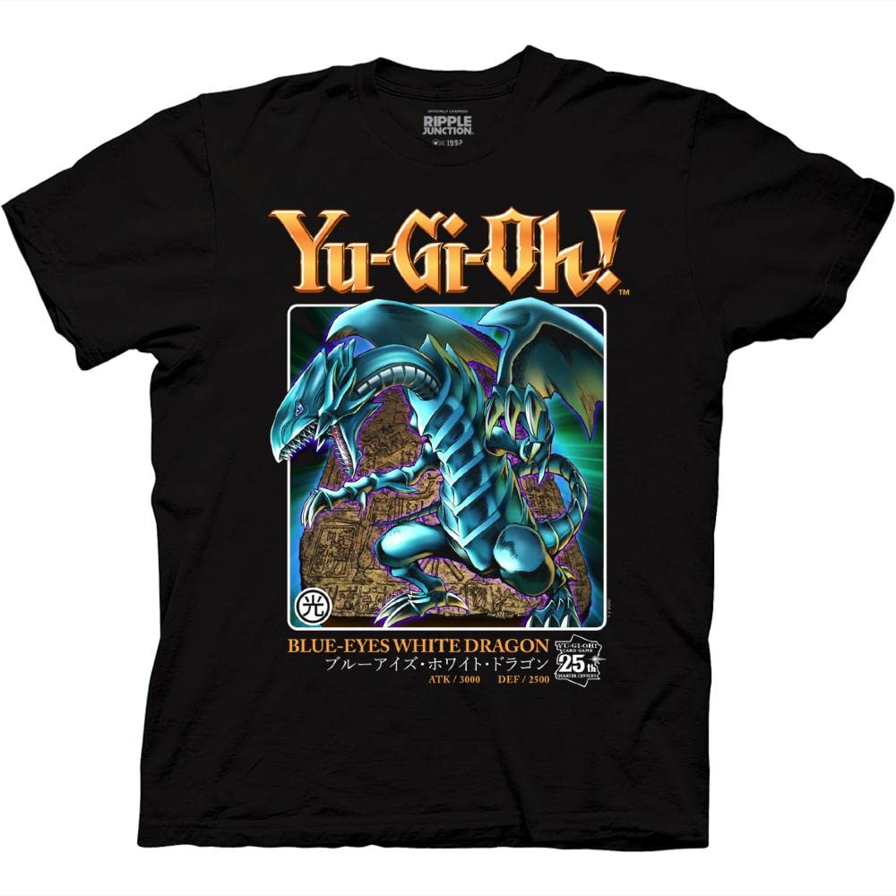 Ripple JunctionYu-Gi-Oh! Blue Eyes White Dragon 25th Anniversary Anime Adult T-Shirt Officially Licensed
