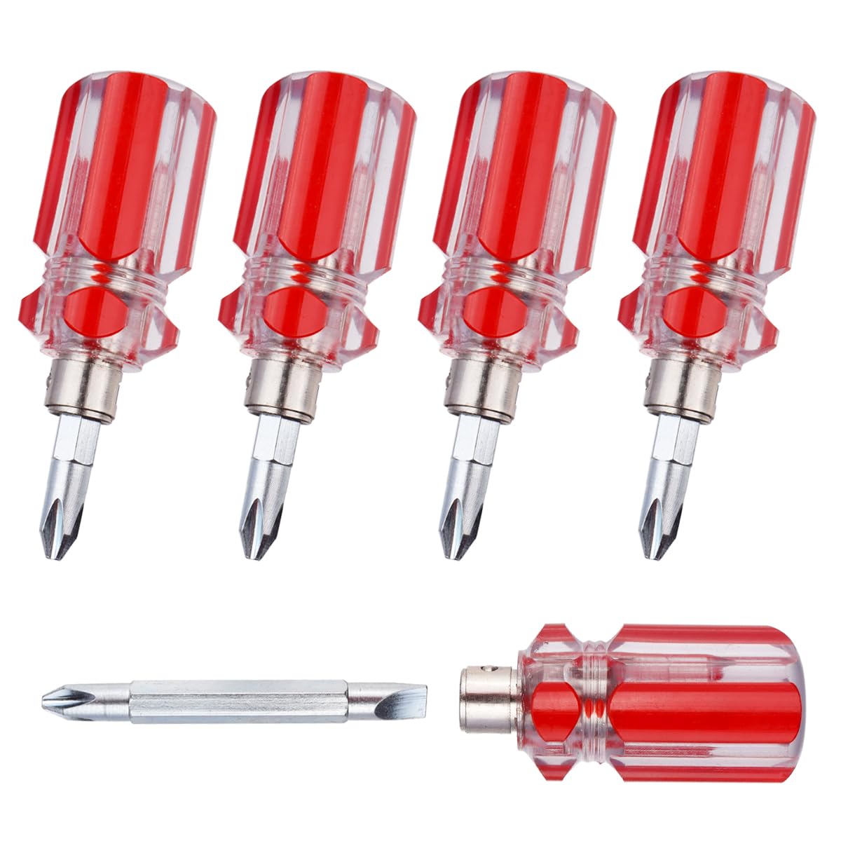 Wolfride 5pcs Stubby Phillips Flat Head Screwdriver Magnetic Mini Screwdriver Set Small Pocket Screwdrivers