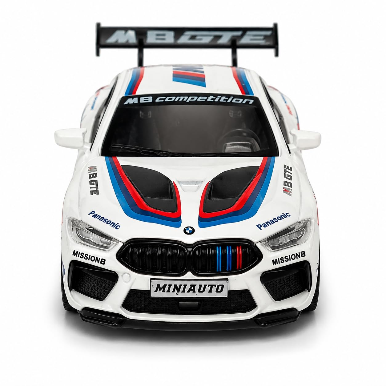 CRAVEON MINIAUTO BMW M8 GTE Die-Cast Racing Car, 1:32 Scale, with Openable Doors, Pull-Back Action, Display Case