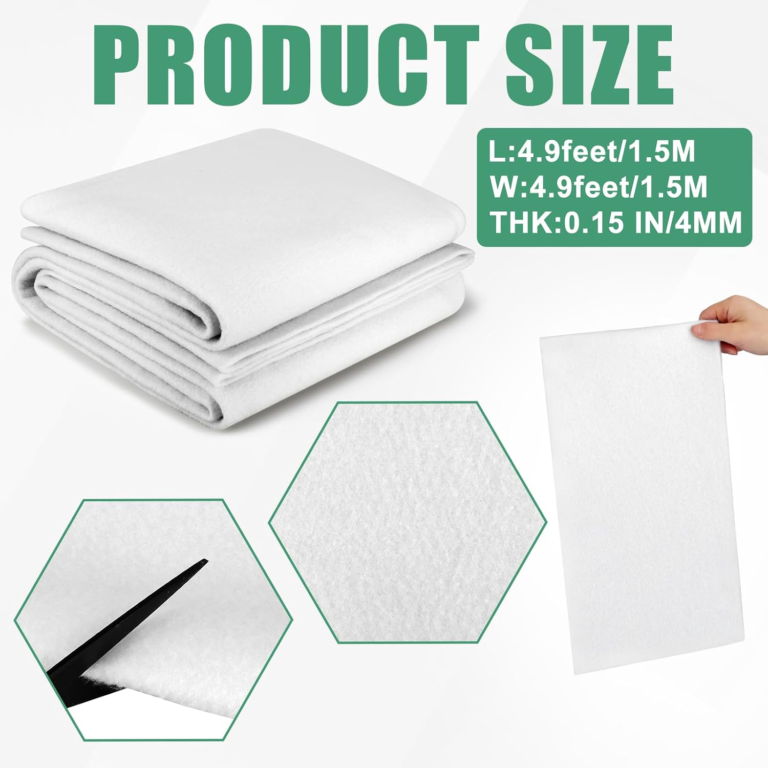 Fabric Stiffener Interfacing for Sewing, Heavy White Non-Woven Interfacing