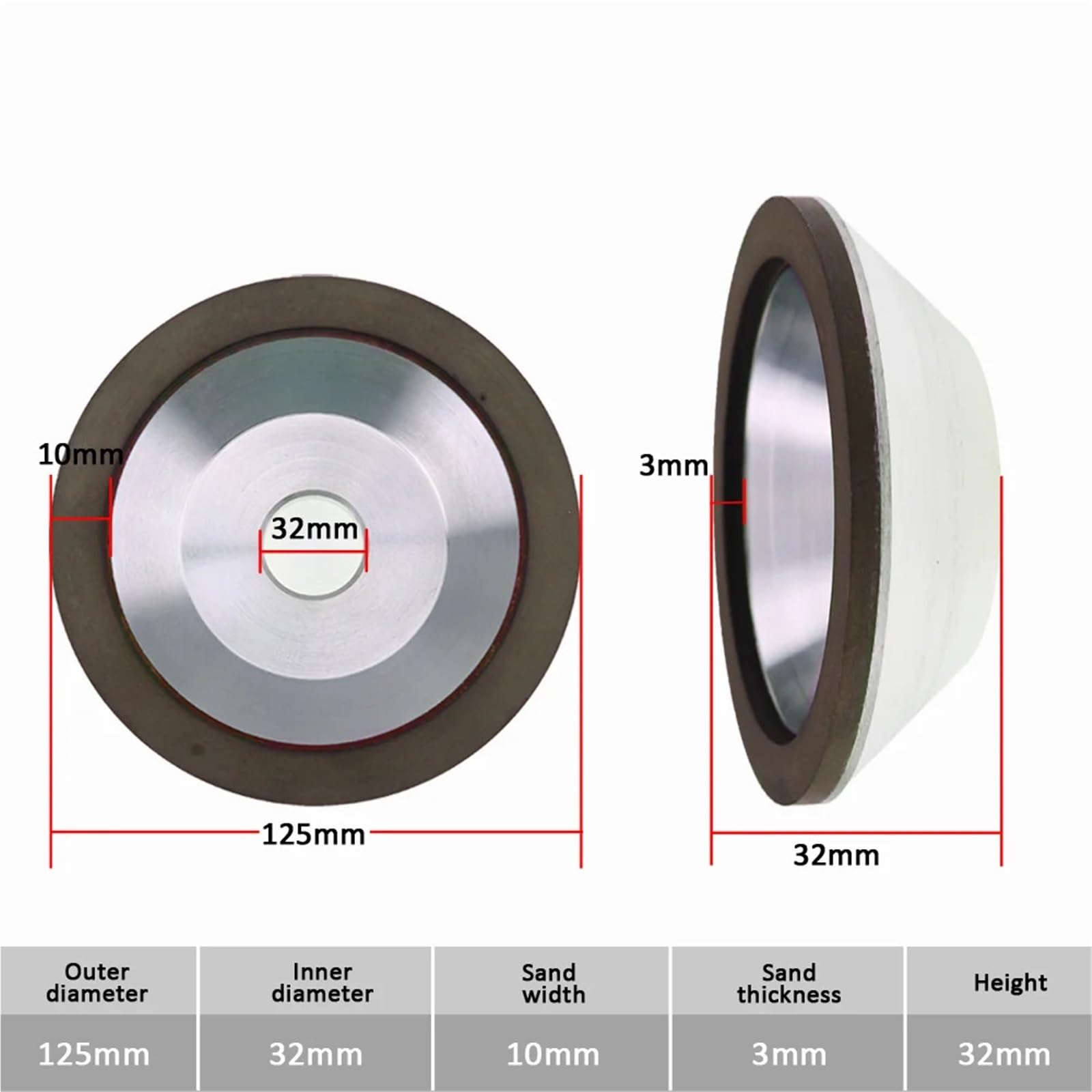 Diamentowa tarcza szlifierska 125 mm do stali węglikowej - Trwałe koło kubkowe i misowe do szlifierki narzędziowej, 1 szt.(240GRIT 100x20x30x10x4)
