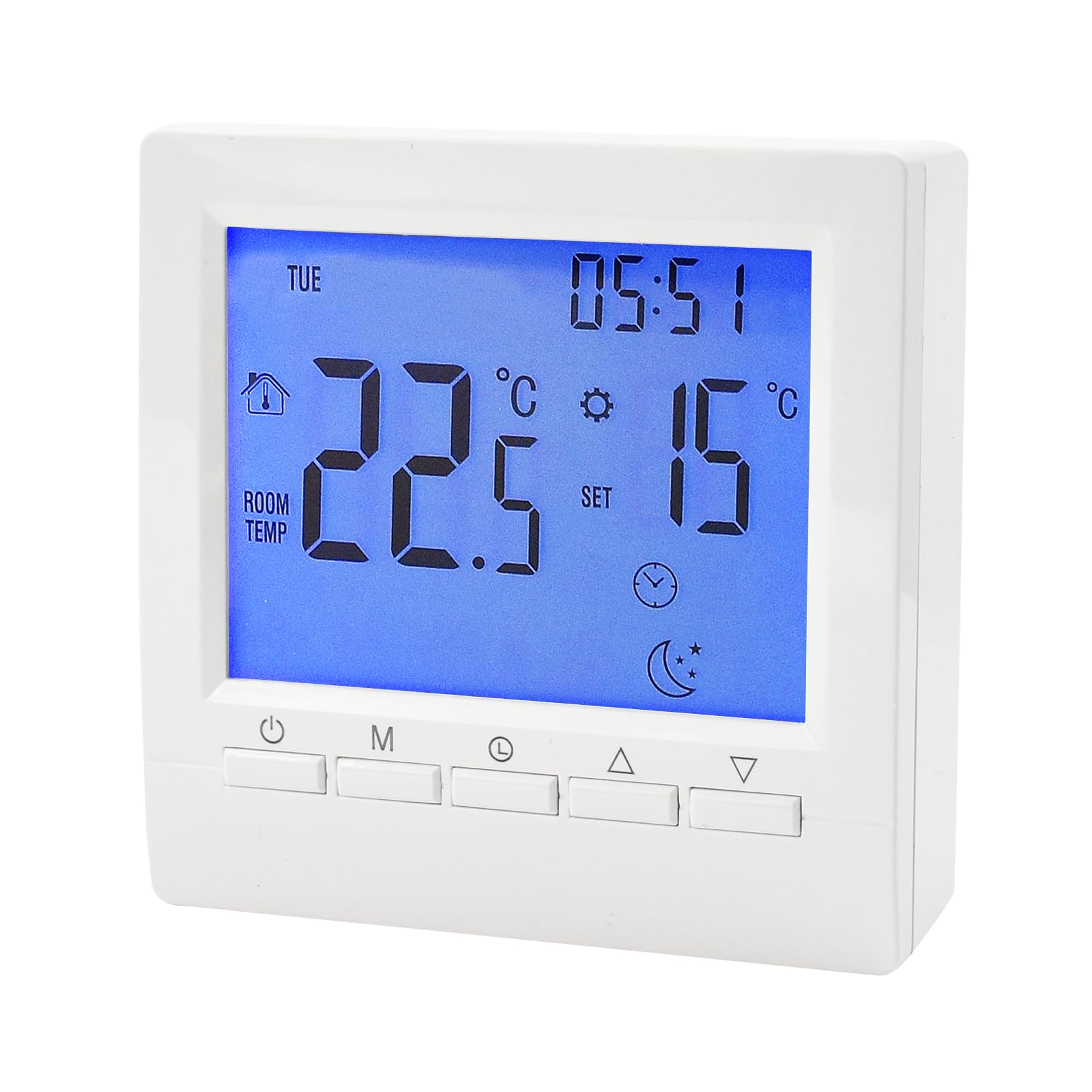 Termostato Digital Programable 3A con Pantalla LCD, Controlador de Temperatura Ambiente para Regulación de Calefacción de Caldera de Gas y Habitación, Funciona con Pilas