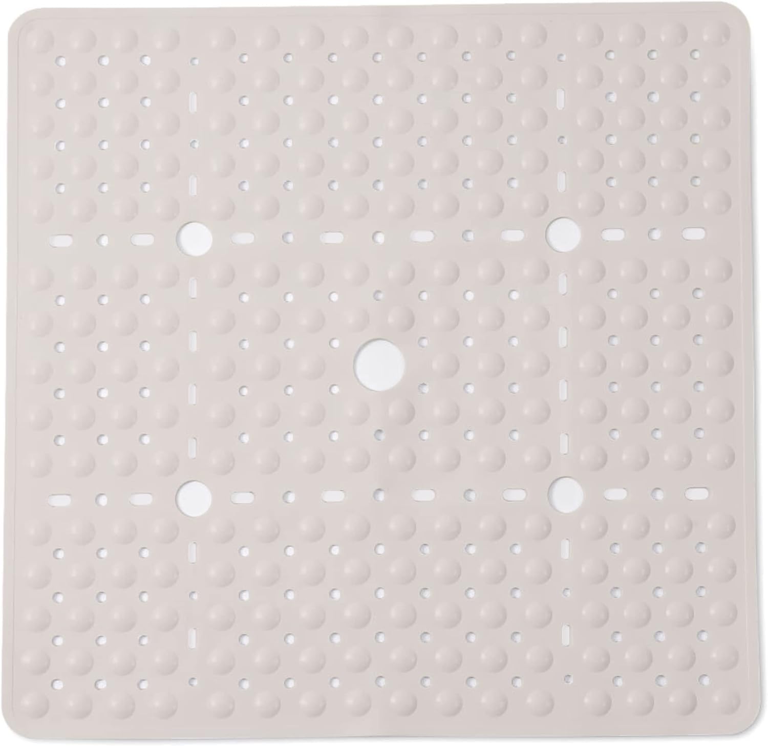ENKOSI Square Shower Mat 27x27 inch - Anti Slip Bathroom Shower Stall Mats for Smooth Shower Floors - Square Bath Mat with Strong Secure Suction Cups and Drain Holes in Middle (Pearl White 27x27)