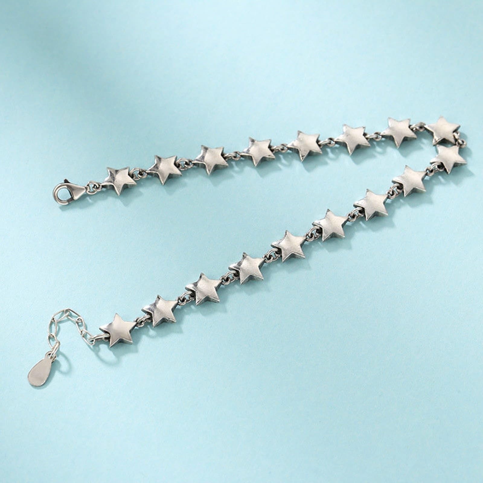 Sterlingsilber S925 Armreifen Damen Stern Gliederkette Armband