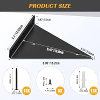 Housolution Fekete Polctartó Konzol - 4db Háromszög Alakú Rejtett Fali Tartó, 45kg Teherbírás, 15cm-es Erős Fém Polckonzol Csavarokkal 6