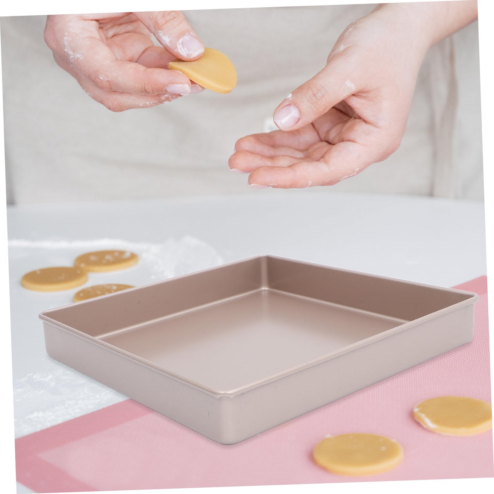 Teglia Quadrata per Dolci in Acciaio al Carbonio Oro Rivestimento Antiaderente, Conduzione Efficiente del Calore per Feste di Compleanno e Pasticceria Professionale