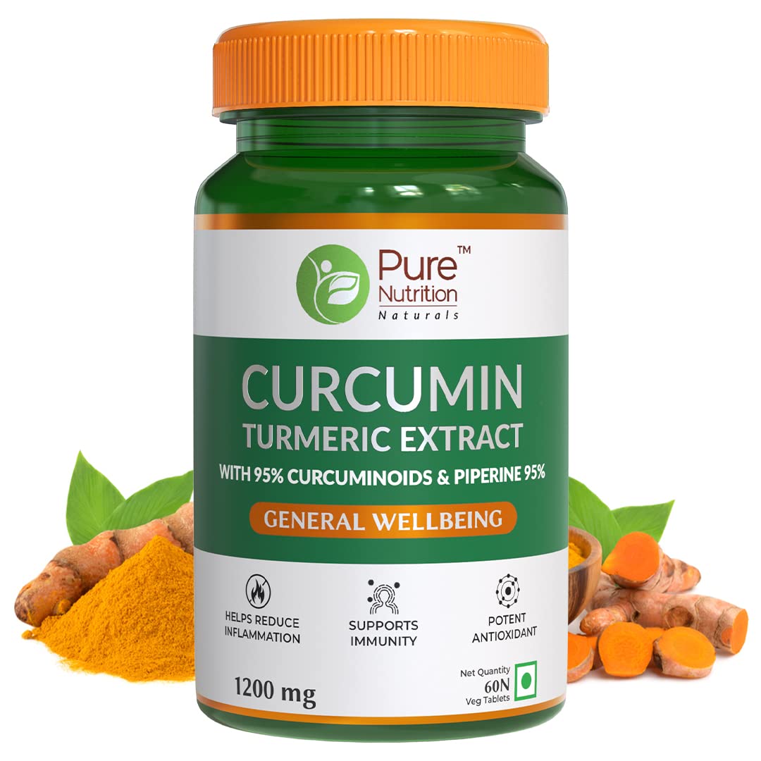 Pure Nutrition Curcumin Turmeric (95% Curcuminoids) + Piperine 95% (Black Pepper Extract) 60 Veg Caps | High Absorption, Antioxidant & Anti-Inflammation Supplement | Skin, Joints & Immunity Support (B09D3YZZZJ) Amazon Price History, Amazon Price Tracker