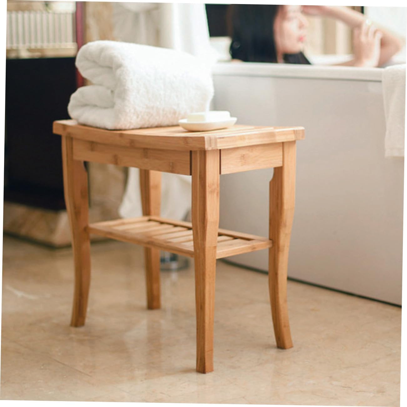 Levemolo 1pc Bathroom Storage Rack Floor-Standing Towel Organizer Shelf Health- Space-Saving for Bathing Area Easy Installation and Sturdy Support