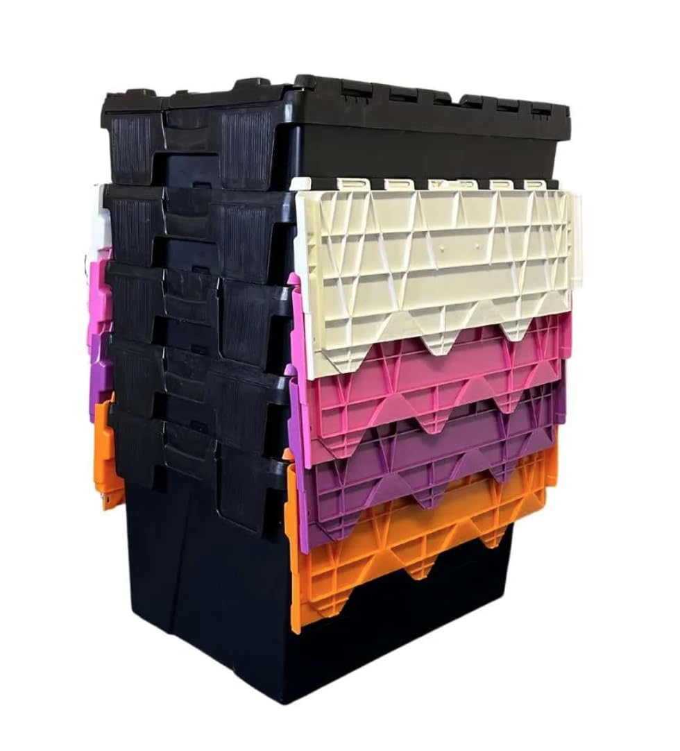Totebox 10x 63 Litre Storage Box/Attached Lid Container (60 x 40 x 36.4 cm) (Purple)