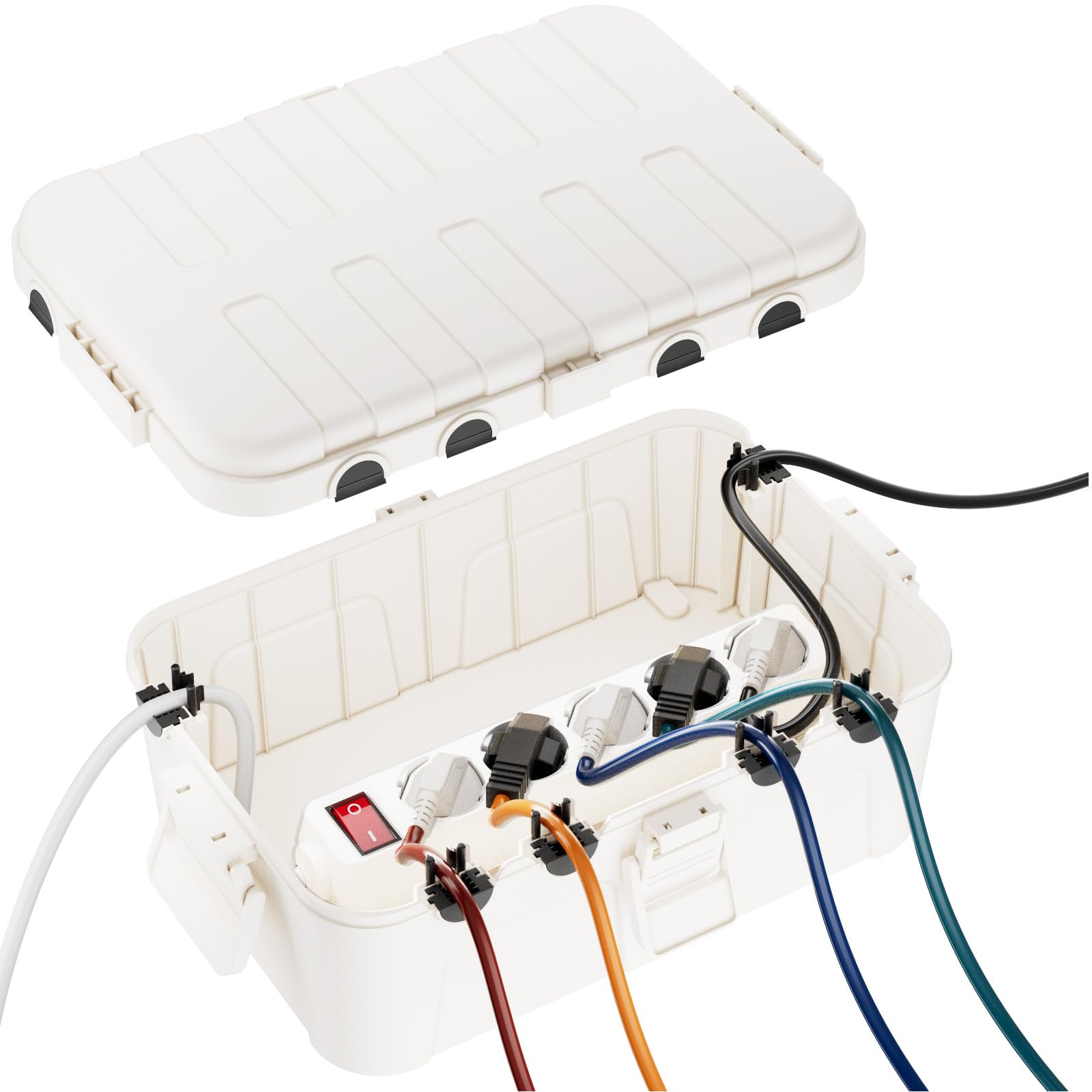 RESTMO Scatola di Protezione Impermeabile Extra-Large IP54 (32x22x13 cm) – Scatola per Cavi Esterna, Ideale per Proteggere Prese, Timer, Cavi di Alimentazione e Luci Decorative, Colore Bianco