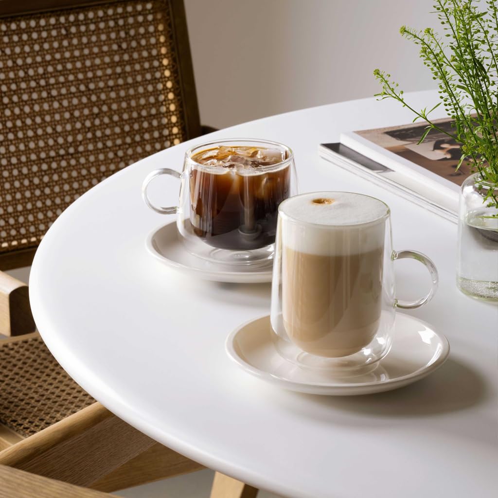 Villeroy & Boch – Artesano Hot&Cold Beverages vaso para cappuccino, set de 2 vasos de doble pared para bebidas frías y calientes, vidrio borosilicato, apto para lavavajillas, apto para microondas
